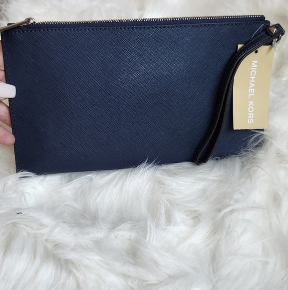 Michael Kors Navy Lg Zip Studded Clutch - Picture 5 of 5